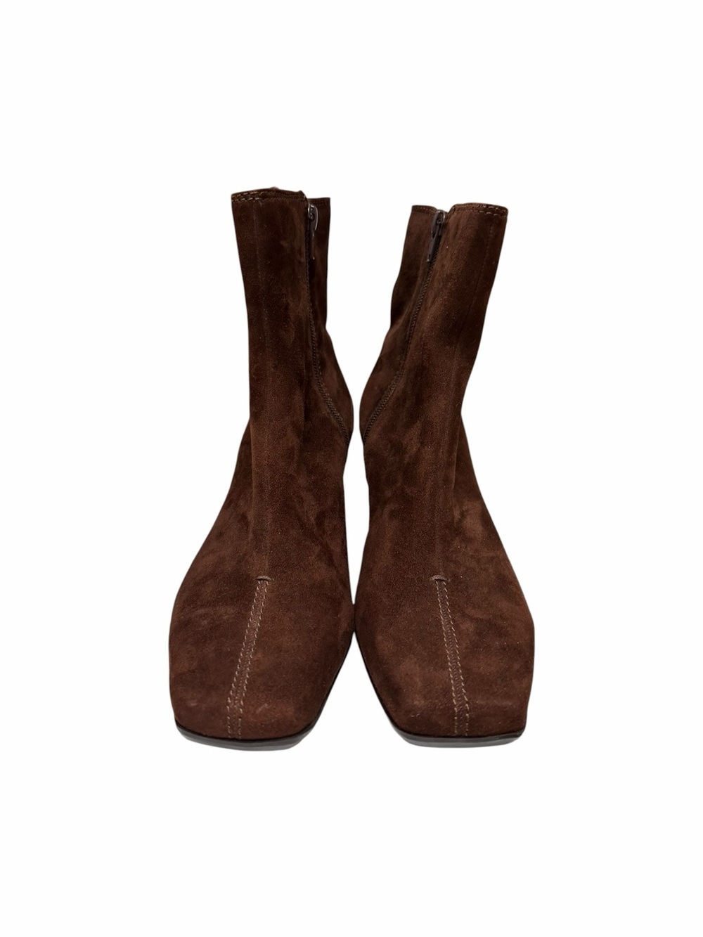 Nine West Solid Brown Leather Suede Ankle Boots